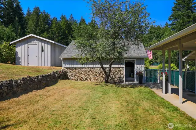 This garage cottage look is so unique and brings a special vibe to this structure. It is on the interior as well.