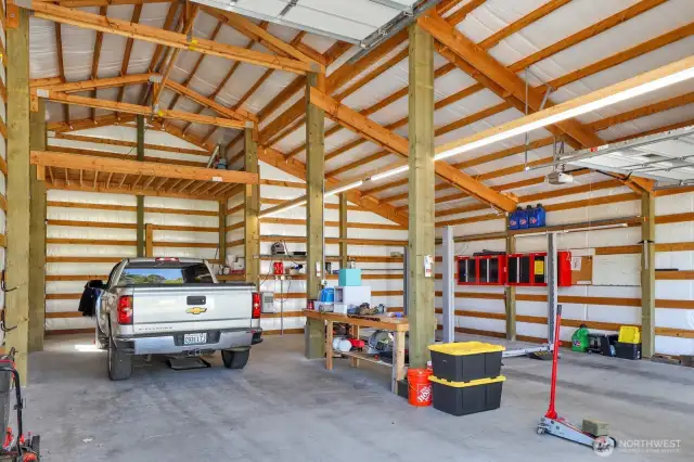 14 foot door leads you to this side of shop that is 43 feet deep to store your RV. Loft above is sitting at 12.6 ft off the ground.