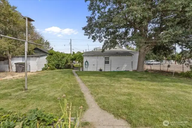 Back yard facing home