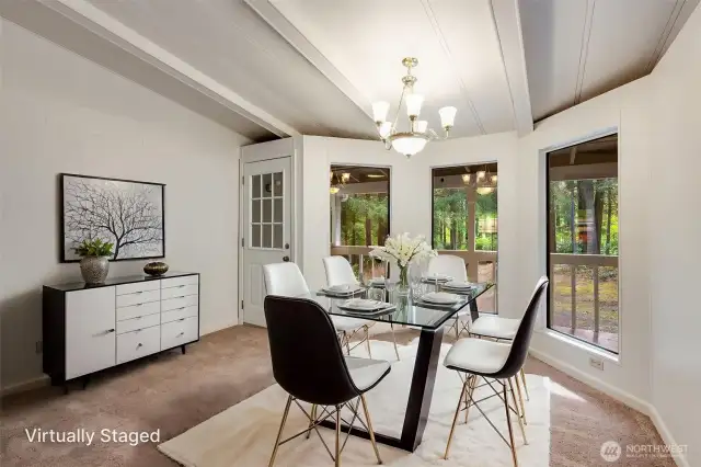 Dining nook shown here virtually staged.