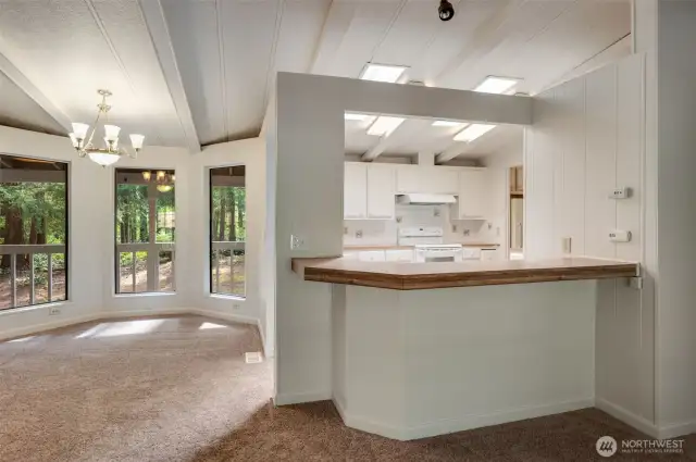 Another view of the eating bar and kitchen pass through.