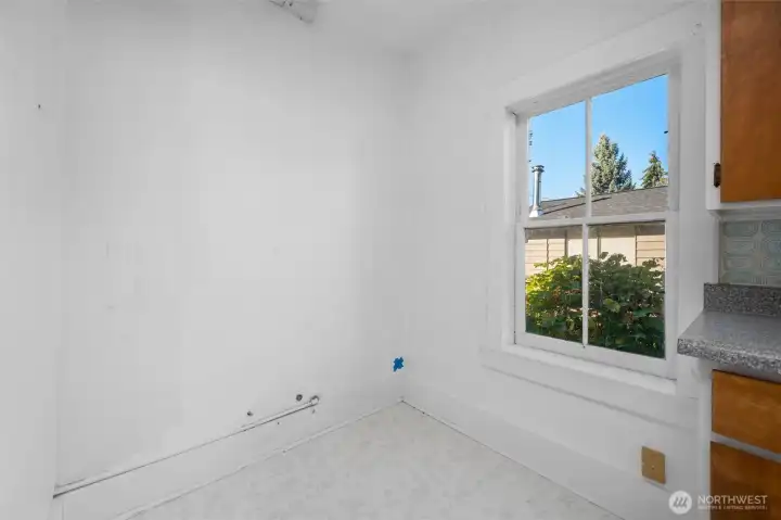 Eat in kitchen has room for a dining table or dining nook.
