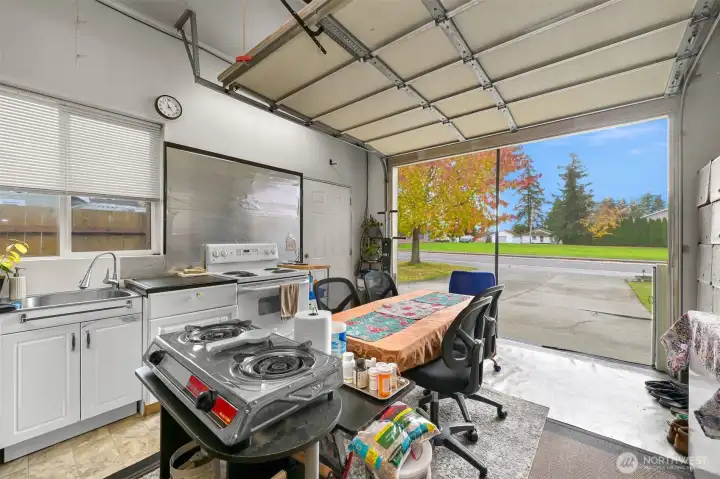 Garage has been used for entertaining.  Can easily be used again as a garage.