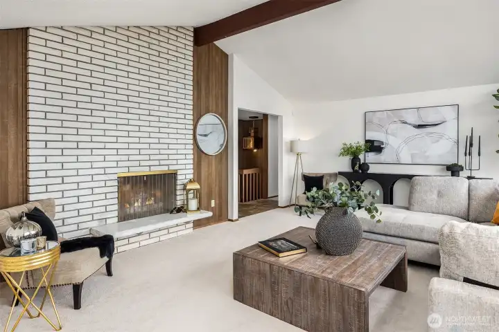 Natural woods accent the iconic mid-century design.