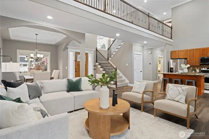 Great room with a gorgeous catwalk which leads to the 2 bedrooms and full bath on one end and to the office and generous bonus room on the other end of the house.