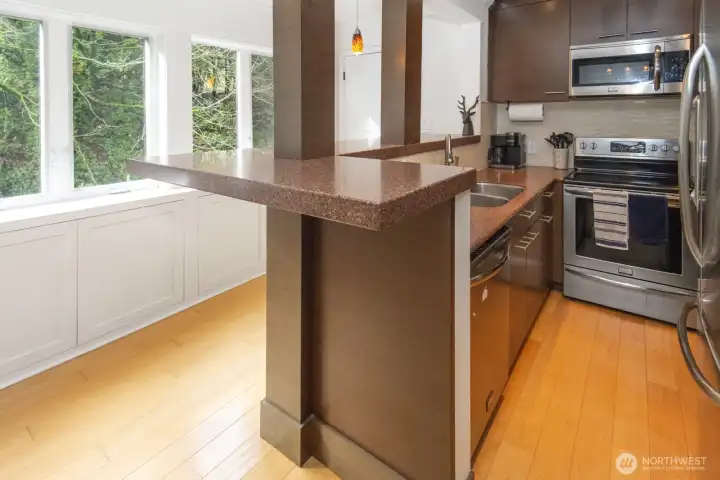 Eat in kitchen where you could have 2 seats at the kitchen counter