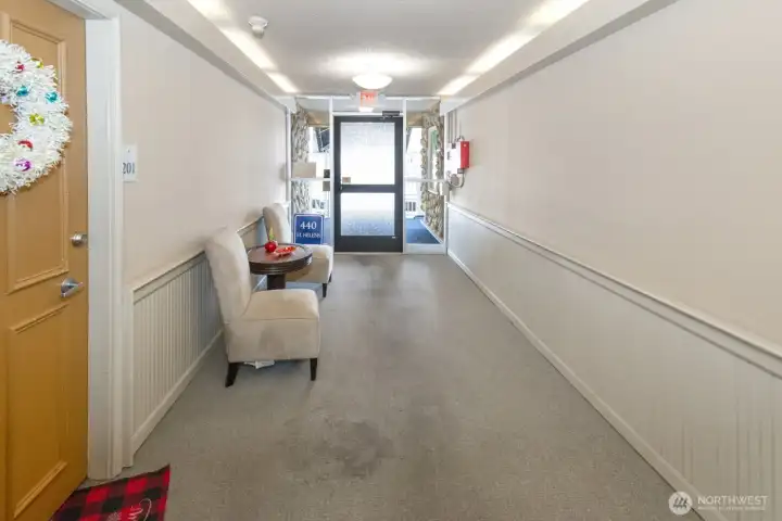 View of building lobby as you come in. Unit is upstairs from here.