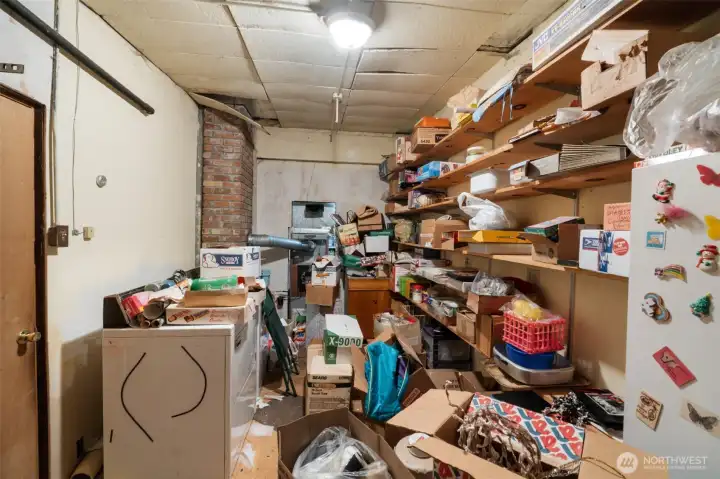 Large storage area and laundry in ADU.