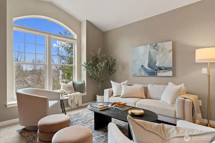 Top Floor with vaulted ceilings and floor to ceiling windows