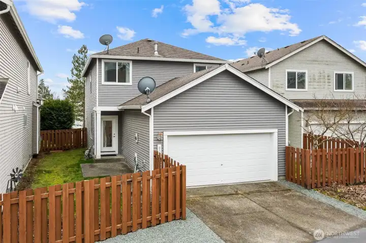 Two car garage and side yard