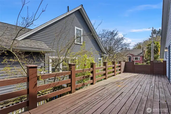 Entertainment sized deck off main level with covered parking underneath.