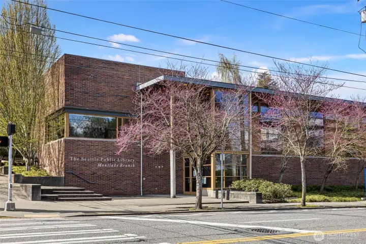 Just a couple of blocks to the public library.  Montlake Elementary school is also close by.