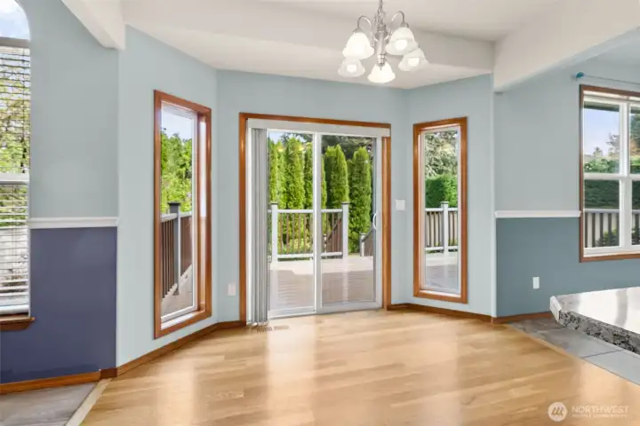 Sunny and happy breakfast nook!  You will love staring your mornings here!