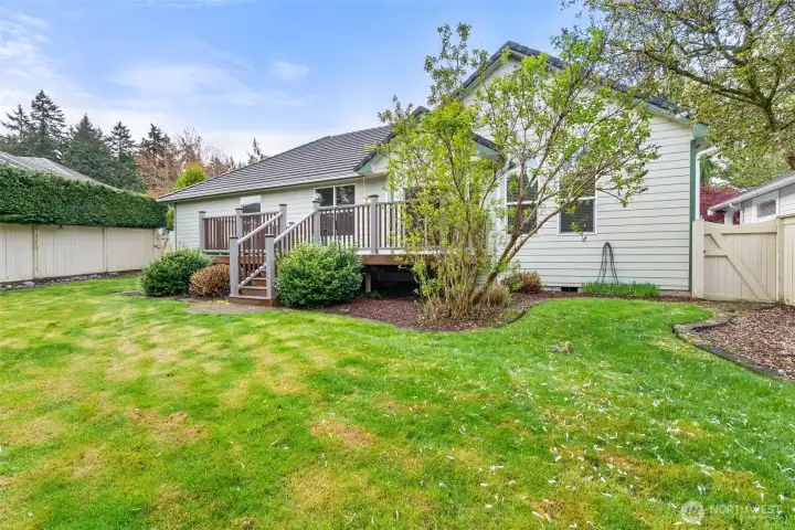 Fully fenced with mature landscaping that provides just the right amount of privacy.
