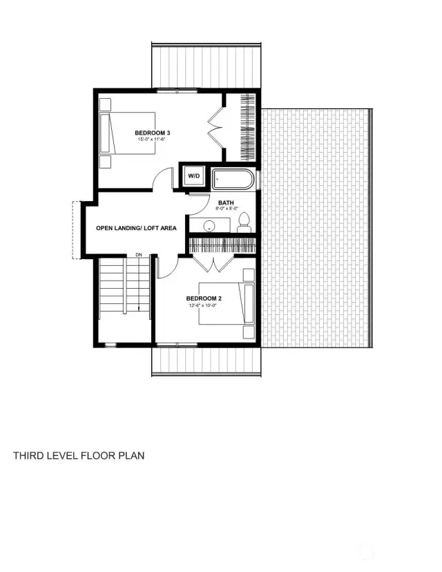 The third level includes two roomy bedrooms and a bathroom and laundry.