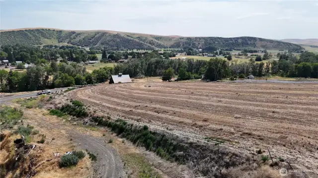 Gravel access road to the upper property
