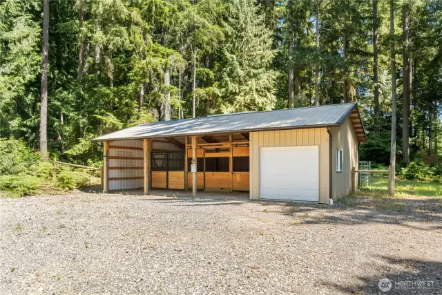 3 bay horse stall and garage for tools/tractor