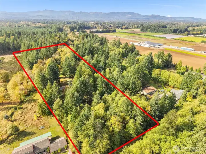 Property lines from the southeast corner