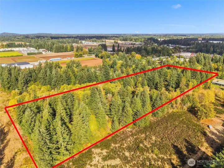 Property lines from the southwest corner