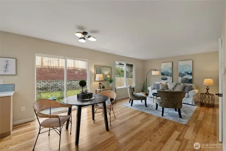 Open Kitchen, Dining, & Family Room Area.