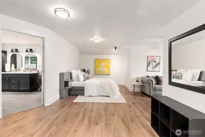 Expansive primary suite on second level