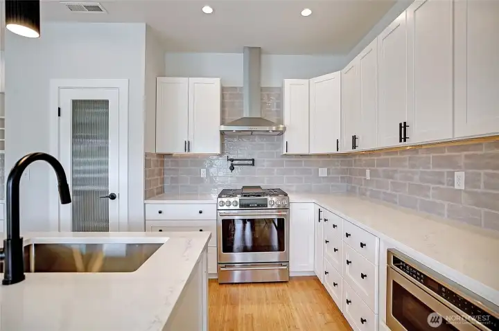 Cabinet LED Lighting, Custom Cabinets, Pot Filler and Tile Splash~