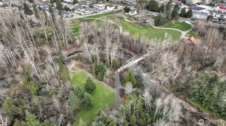 Confluence Park in Downtown Issaquah...walking trail to the park is 2 minutes outside the front door.