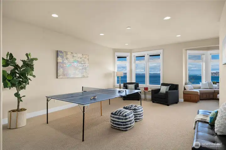 recreation room in the lower level