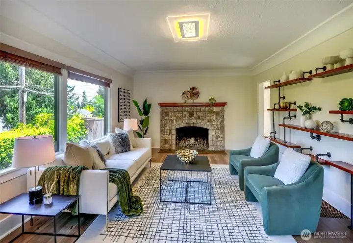Living room with massive windows for ample natural light