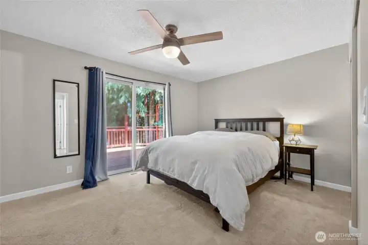 Private access to the deck from the primary bedroom. Private access to the deck from the primary bedroom.