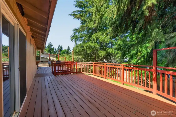 Expansive deck overlooking the private backyard. Expansive deck overlooking the private backyard.