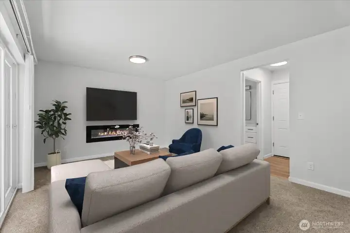 Virtually staged family room Virtually staged family room