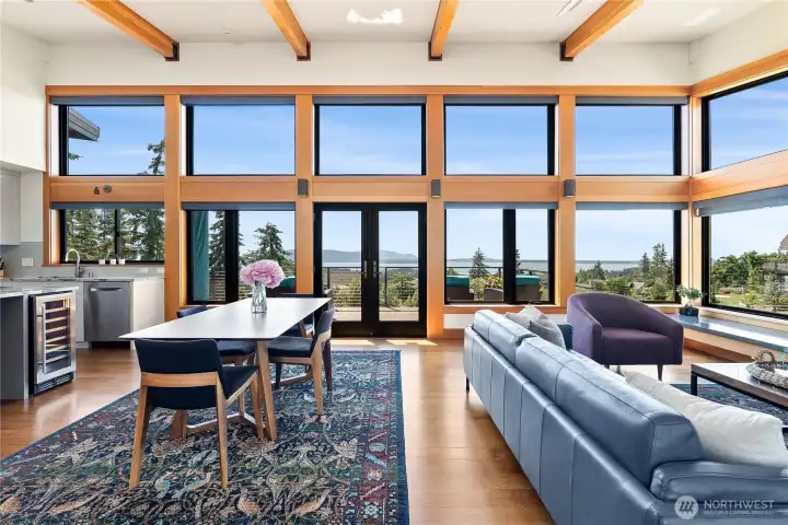 All the windows have custom remote control blinds