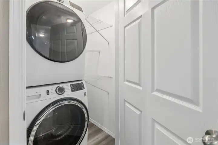 Laundry room closet, washer and dryer stay. Laundry room closet, washer and dryer stay.