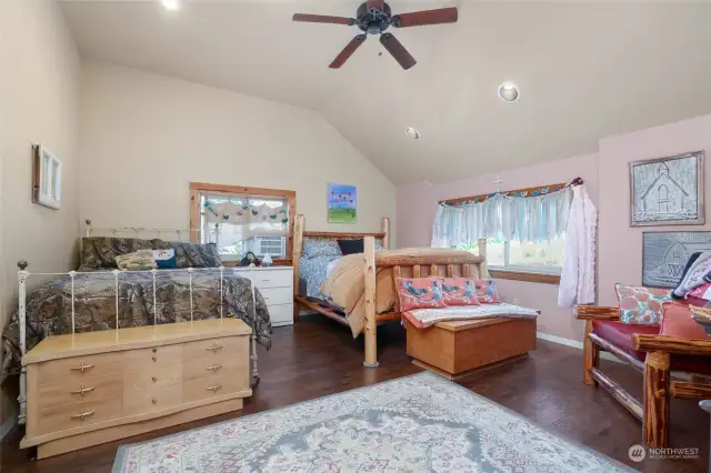 Spacious upper bedroom 2 with walk-in closet.  Large enough for 2 queen beds with room to spare!