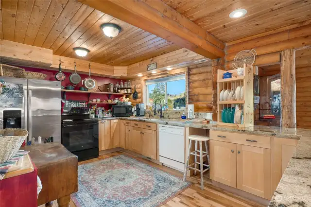 Spacious kitchen with granite counters