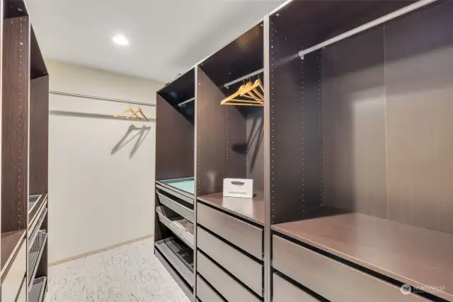 Plenty of space in the custom walk-in closet in the primary suite.