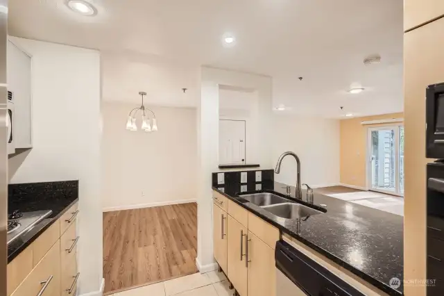 Another view of the chef's kitchen facing the dining room.