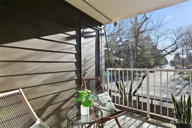 Private balcony provides the perfect spot for relaxing in the afternoon sun! Extra storage closet on balcony.