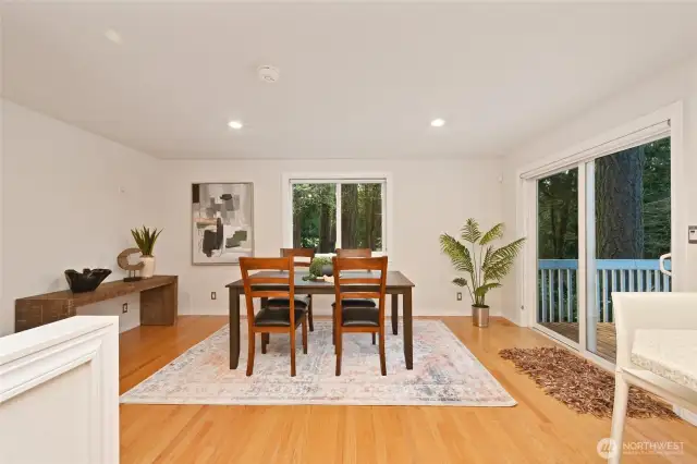 Breakfast table with slider to deck.