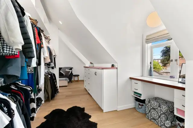 Large, walk-through closet area