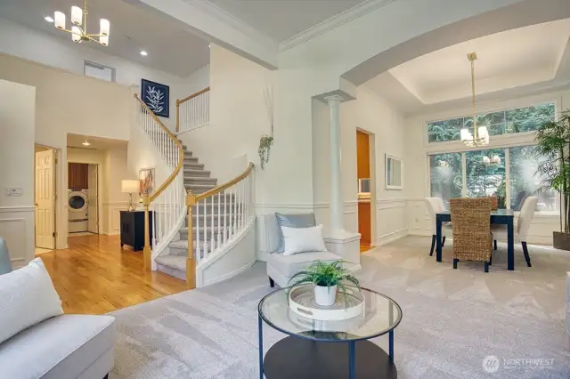 Beautiful sweeping staircase.