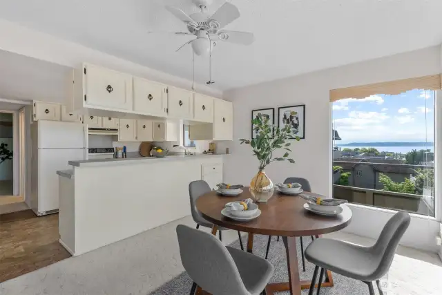 The breakfast bar is a great spot for buffets and potlucks.