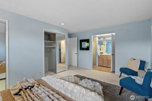 Primary bedroom with three quarter en suite bath is a wonderful feature!