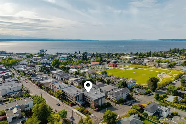 Moments from popular amenities, the park, ferry, and library.
