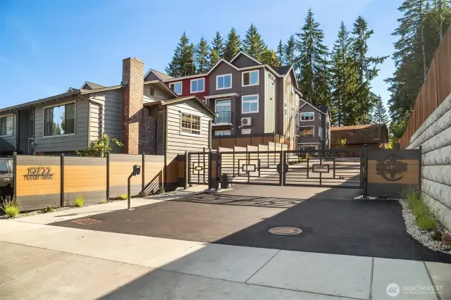 Private, gated access at neighborhood entry.