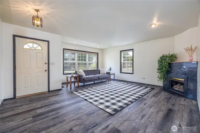 Living room is roomy and bright.