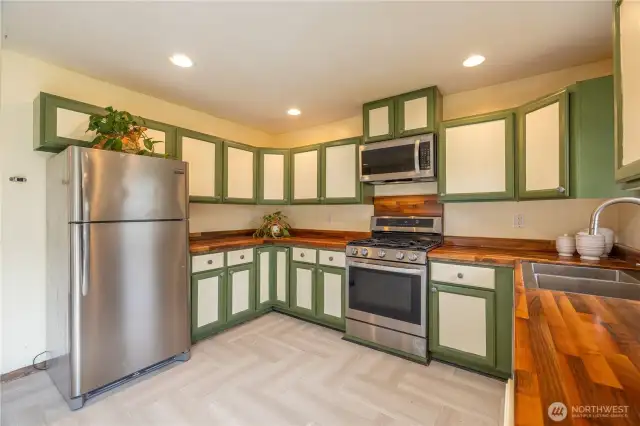 Stainless steel appliances.