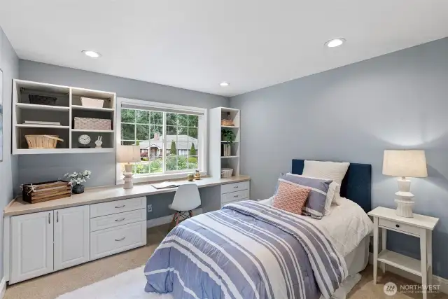 guest bedroom with built-ins