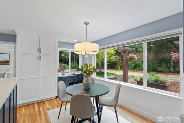 informal dining area with built-in desk